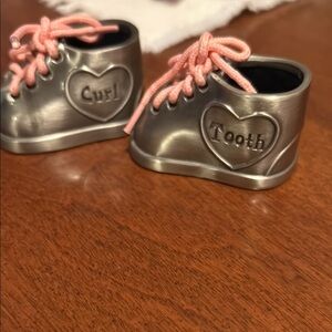 Baby  Silver Keepsake Shoe Set with Pink Laces